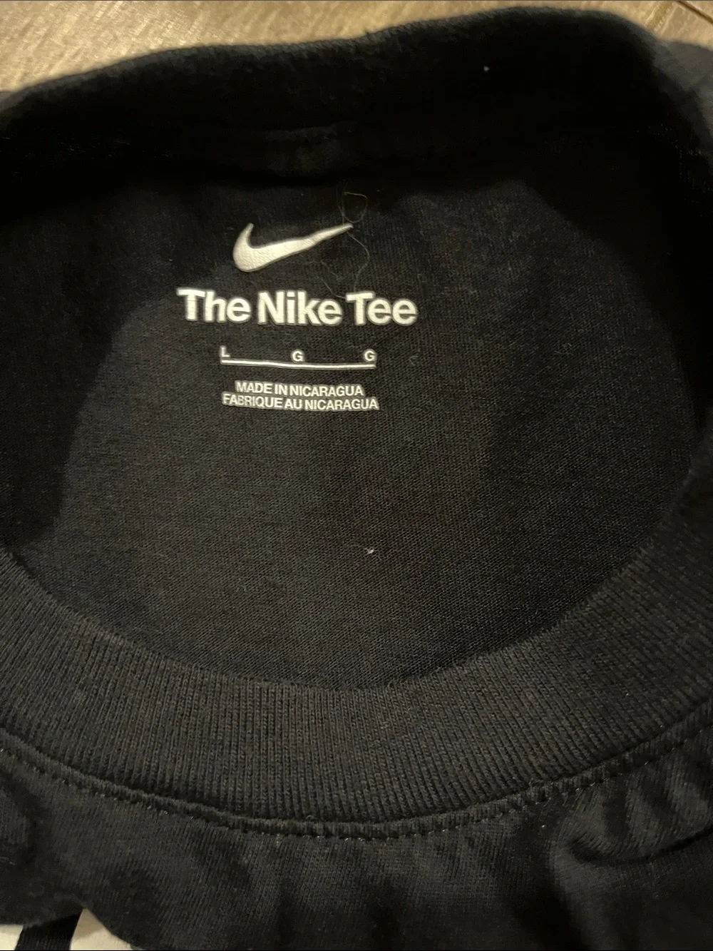 Nike Black Tee with White Swoosh Logo Boys Size L